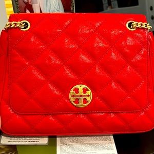 Tory Burch Red Quilted Shoulder Bag